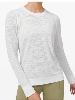 Lululemon White Breeze long sleeve Perforated Top